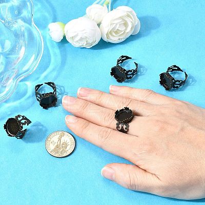 Cuff Brass Filigree Ring Components KK-E477-AB-NF-1