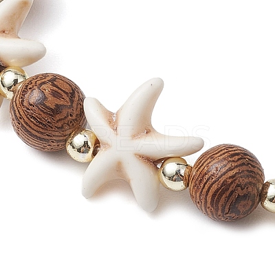 10Pcs 10 Styles Synthetic Turquoise & Coconut & Wood Beaded Stretch Bracelet Sets BJEW-JB10719-1