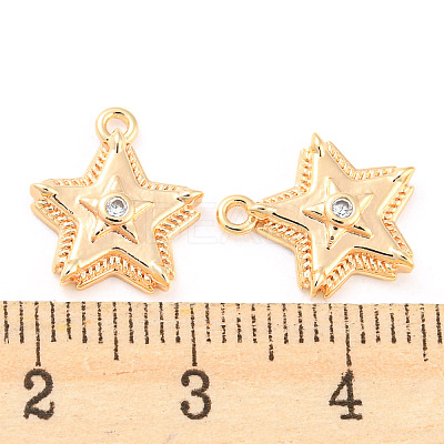 Brass Micro Pave Cubic Zirconia Charms KK-E090-35G-1