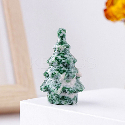 Natural Qinghai Jade Christmas Tree Statue DJEW-PW0013-25G-1