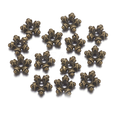 Tibetan Style Alloy Flower Spacer Beads TIBEB-5464-AB-FF-1