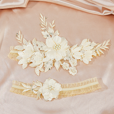 Flower Polyester Garter Leg Ring AJEW-WH0471-09B-1