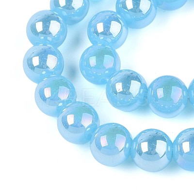 Electroplate Imitation Jade Glass Beads Strands GLAA-T032-J10mm-AB04-1