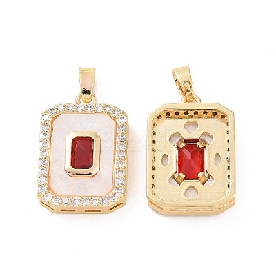 Brass Micro Pave Cubic Zirconia Pendants KK-E068-VC462-1