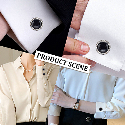 1 Set Brass Rhinestone Cufflinks for Men KK-WR0001-11-1