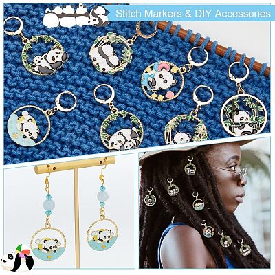 Alloy Enamel Panda Pendant Stitch Markers HJEW-AB00267-1