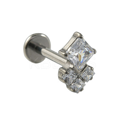 Rhombus Titanium Alloy Pave Clear Cubic Zirconia Cartilage Earrings FS-WGE002F-02-1