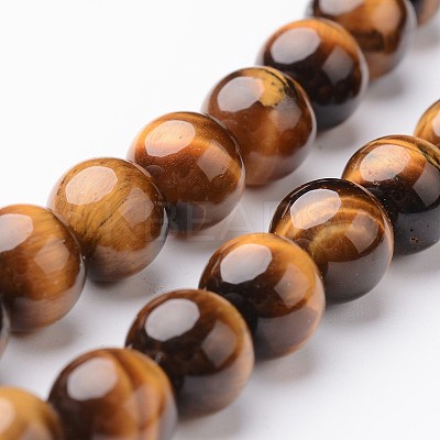 Round Natural Tiger Eye Bead Strands G-J346-13-8mm-1