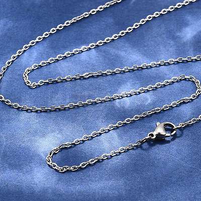 Tarnish Resistant Women Stainless Steel Cross Round Link Necklace Making X-NJEW-507L-7-1