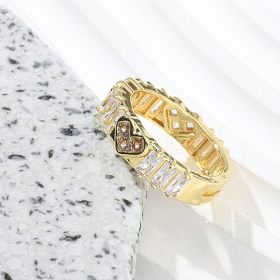 Rack Plating Brass Micro Pave Clear Cubic Zirconia Adjustable Finger Rings for Women RJEW-M028-82G-1