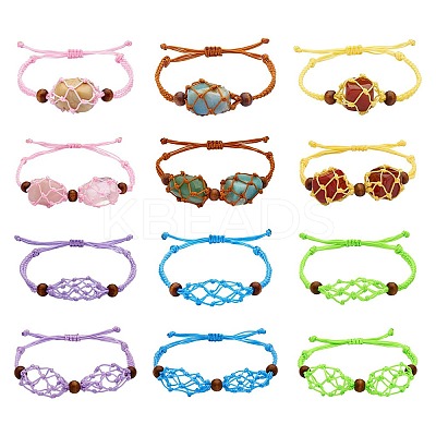 12Pcs Adjustable Braided Nylon Cord Macrame Pouch Bracelet Making AJEW-SW00010-06-1