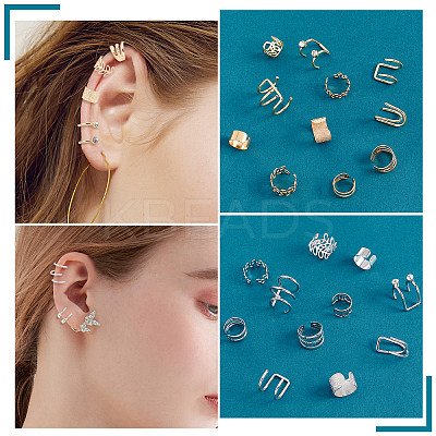 44Pcs Brass Cuff Earrings Set EJEW-PH0001-09-1