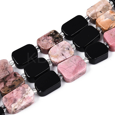 Natural Obsidian & Rhodonite Beads Strands G-N358-02A-04-1