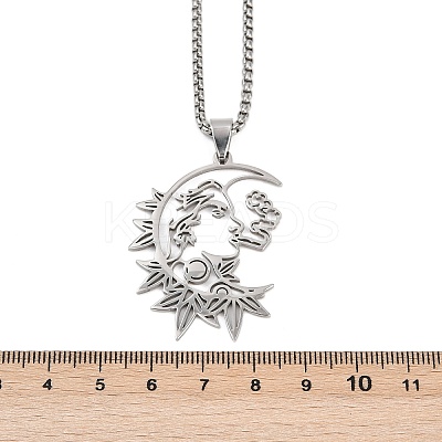 Gothic 201 Stainless Steel Hollow Moon Woman Pendant Necklaces NJEW-K283-04P-1