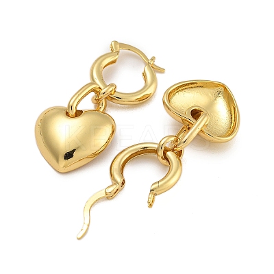 Rack Plating Heart Brass Hoop Earrings EJEW-C116-06G-1