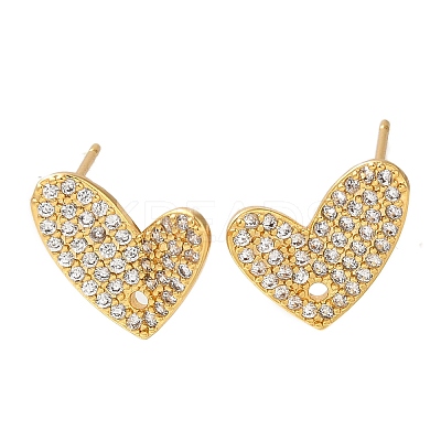 Brass Clear Cubic Zirconia Stud Earrings Finding for Women EJEW-B107-03G-1