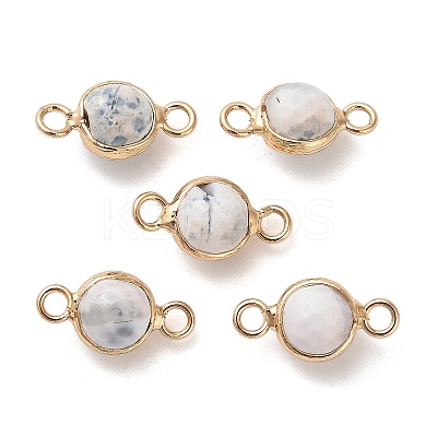 Natural Dyed Natural White Jade Faceted Round Links Connector Charms G-G175-01G-03-1