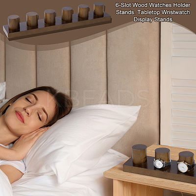 6-Slot Wood Watches Holder Stands ODIS-WH0030-127-1