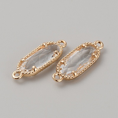 Golden Plated Brass Pave Glass Connector Charms FIND-WH0110-728G-11-1