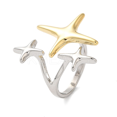 Star Brass Open Cuff Rings for Women RJEW-B062-14GP-1