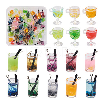 64Pcs 16 Style Imitation Juice Draft Beer Resin Pendants CRES-PJ0001-02-1