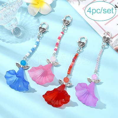 4Pcs Angel Acrylic & Glass Pendant Decorations HJEW-YW00060-01-1