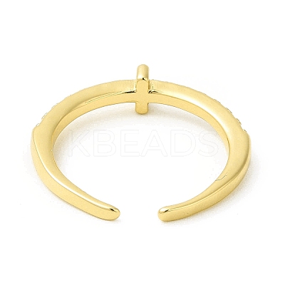 Clear Cubic Zirconia Initial Letter Open Cuff Ring RJEW-H120-09G-I-1