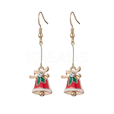 Christmas Bell Alloy Enamel Pendant Necklace & Dangle Earrings Sets SJEW-JS01344-1