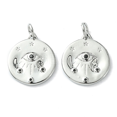Rack Plating Brass Micro Pave Cubic Zirconia Pendants KK-K332-04P-1