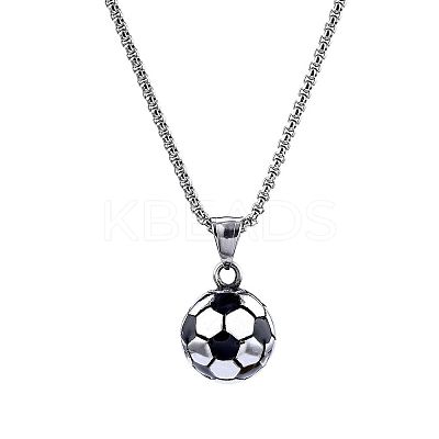 Football 201 Stainless Steel Black Enamel Pendant Box Chain Necklaces for Men FS-WGF314D-02-1