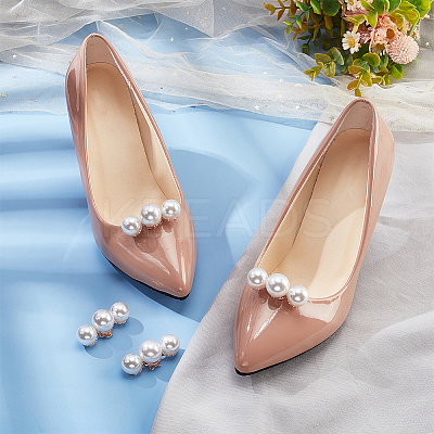 Alloy with Plastic Imitation Pearl Shoe Decorations FIND-WH0126-170KCG-1