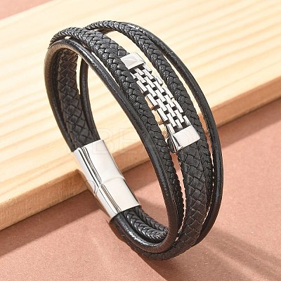 Braided Microfiber Leather Multi-strand Bracelets BJEW-Q010-06A-1