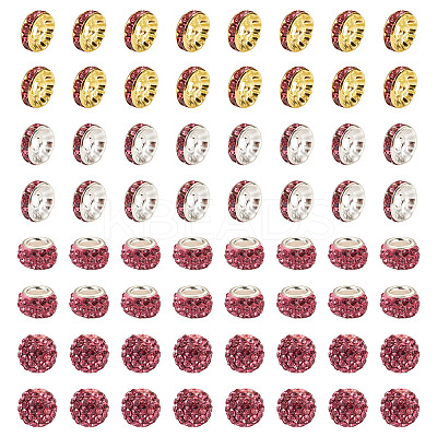 120Pcs 4 Styles Flat Round Iron Rhinestone Spacer Beads FIND-TA0005-68-1