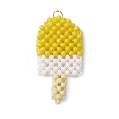 Glass Seed Beaded Ice Sucker Pendants PALLOY-CJ00147-1