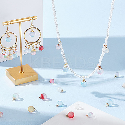70Pcs 14 Styles Transparent Spray Painted Glass Pendants GLAA-GA0002-16-1