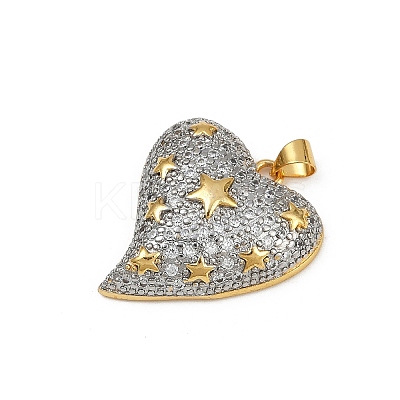Brass Micro Pave Clear Cubic Zirconia Pendants KK-S528-20G-B-1