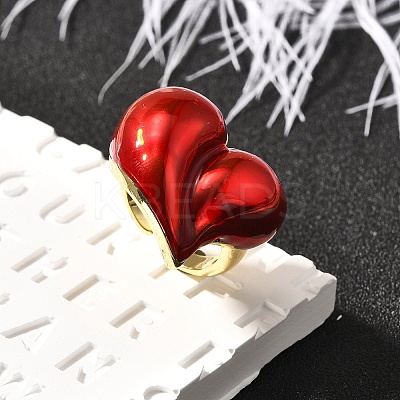 Brass Enamel Cuff Rings for Women RJEW-B114-01G-1