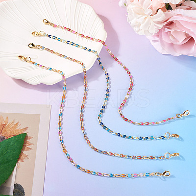 4Pcs 4 Colors Brass Enamel Curb Chain Bracelet Making AJEW-TA00032-1