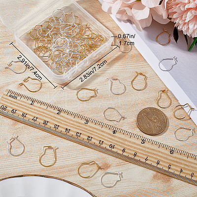 80Pcs 2 Colors  304 Stainless Steel Hoop Earrings Findings STAS-BBC0003-15-1