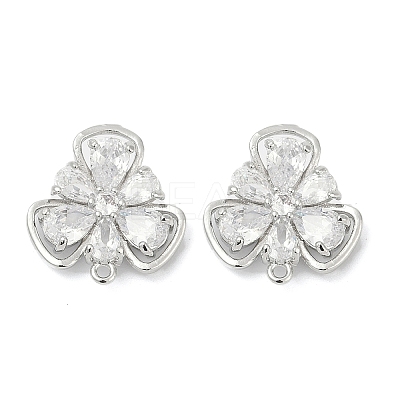 Brass Micro Pave Cubic Zirconia Stud Earring Findings KK-Z094-09P-1
