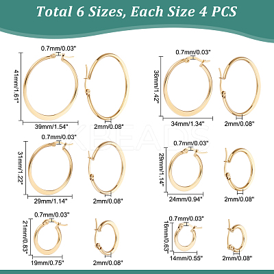 12 Pairs 6 Style 304 Stainless Steel Flat Hoop Earrings EJEW-UN0002-16-1