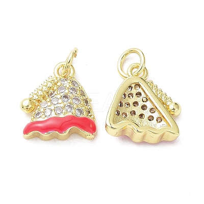 Brass with Clear Cubic Zirconia Enamel Charms KK-G469-08G-1