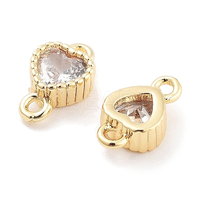 Brass Pave Clear Cubic Zirconia Connector Charms KK-P271-35G-1