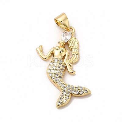 Rack Plating Brass Cubic Zirconia Pendants KK-G456-16G-1