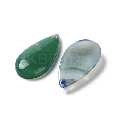 Dyed & Heated Natural Green Agate Pendants G-G065-03D-1