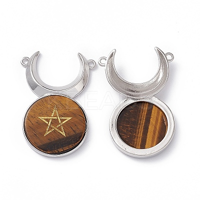 Natural Tiger Eye Connector Charms G-G983-02P-04-1