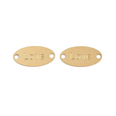 304 Stainless Steel Oval with Love Links Connector Charms STAS-K295-09G-1