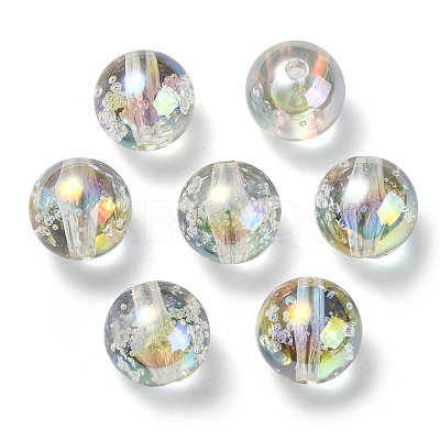UV Plating Transparent Rainbow Iridescent Acrylic Beads TACR-D010-07B-1