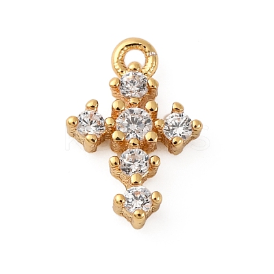 Brass Micro Pave Clear Cubic Zirconia Charms KK-V016-22D-G-1
