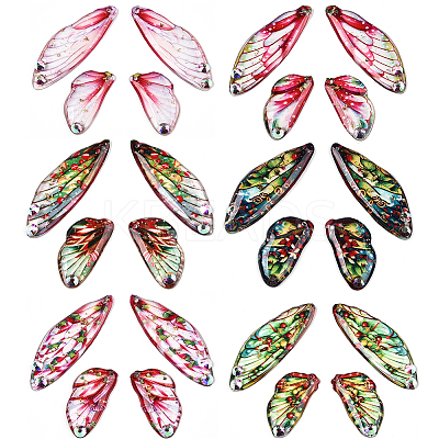 6 Sets 6 Colors Epoxy Resin Butterfly Wing Pendants FIND-SC0014-13-1